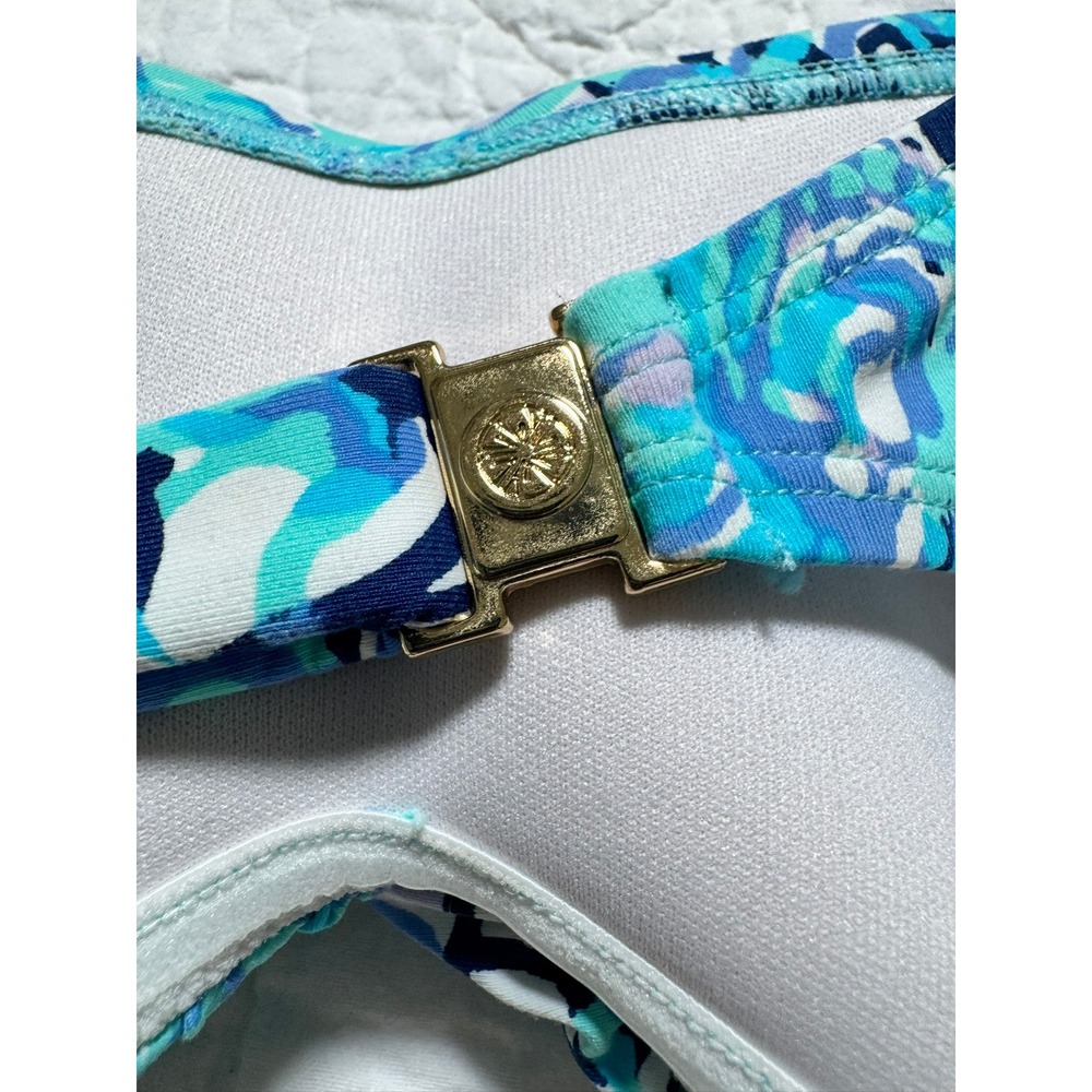 Lilly Pulitzer Bandeau Bikini Top Strapless Swimwear Blue Print Size 10 - Picture 3 of 6